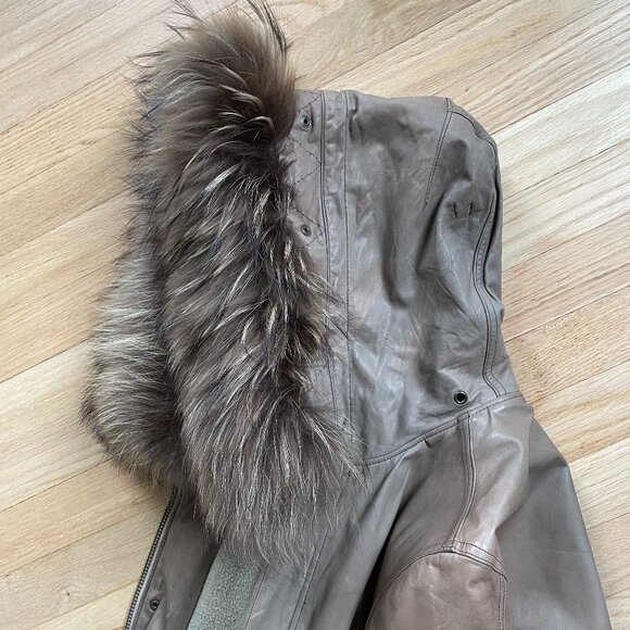 Sissi Fish Tail Leather Parka with Hood - Picture 9 of 10